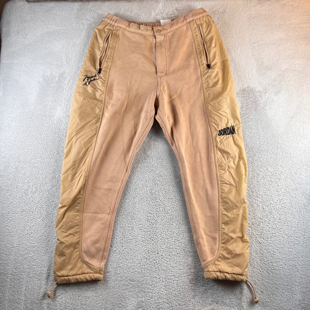 Jordan 23 Engineered Fleece Nylon Panel Jogger Pants Tan Mens Large READ